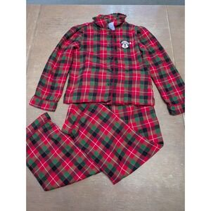 Disney Parks Minnie Mouse Plaid Pajama Set Kids Size 5/6 Christmas Holiday Sleep